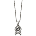 Antiqued Red Crystal Lion Stainless Steel Rolo Chain Necklace