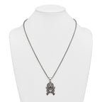 Antiqued Red Crystal Lion Stainless Steel Rolo Chain Necklace