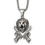 Antiqued Red Crystal Lion Stainless Steel Rolo Chain Necklace