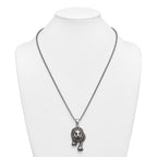 Antiqued Red Crystal Lion Stainless Steel Rolo Chain Necklace 24in
