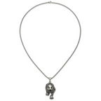 Antiqued Red Crystal Lion Stainless Steel Rolo Chain Necklace 24in