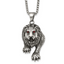 Antiqued Red Crystal Lion Stainless Steel Rolo Chain Necklace 24in