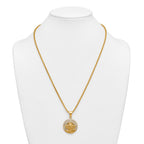 Gold-Tone Polished Crystal Dog Tag Stainless Steel Rolo Chain Necklace