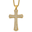 Gold-Tone Polished Crystal Cross Stainless Steel Rolo Chain Necklace 24in
