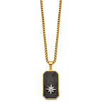 Gold-Tone Polished Dog Tag Stainless Steel Rolo Chain Necklace
