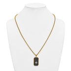 Gold-Tone Polished Dog Tag Stainless Steel Rolo Chain Necklace
