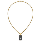 Gold-Tone Polished Dog Tag Stainless Steel Rolo Chain Necklace