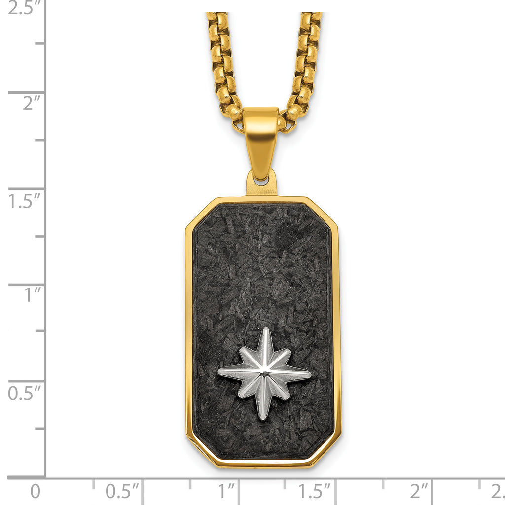 Gold-Tone Polished Dog Tag Stainless Steel Rolo Chain Necklace