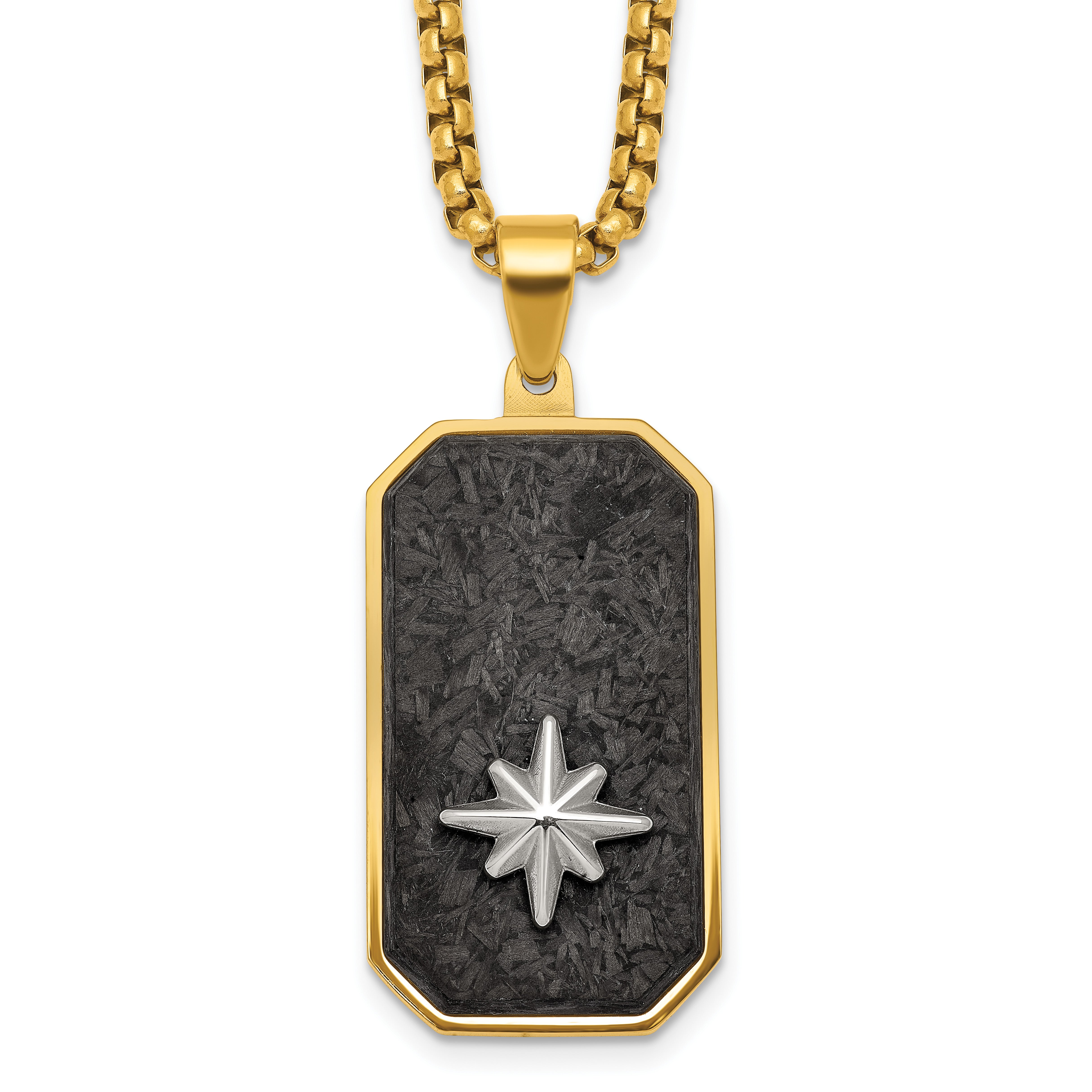 Gold-Tone Polished Dog Tag Stainless Steel Rolo Chain Necklace Main image