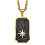 Gold-Tone Polished Dog Tag Stainless Steel Rolo Chain Necklace