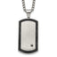 Black Ion-Plated Brushed and Polished Cubic Zirconia Dog Tag Stainless Steel Rolo Chain Necklace