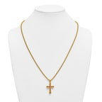 Gold-Tone Polished Cross Stainless Steel Rolo Chain Necklace