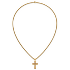 Gold-Tone Polished Cross Stainless Steel Rolo Chain Necklace