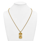 Gold-Tone Brushed and Polished Cubic Zirconia Cross Stainless Steel Rolo Chain Necklace