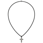 Black Ion-Plated Brushed and Polished Cross Stainless Steel Rolo Chain Necklace 24in