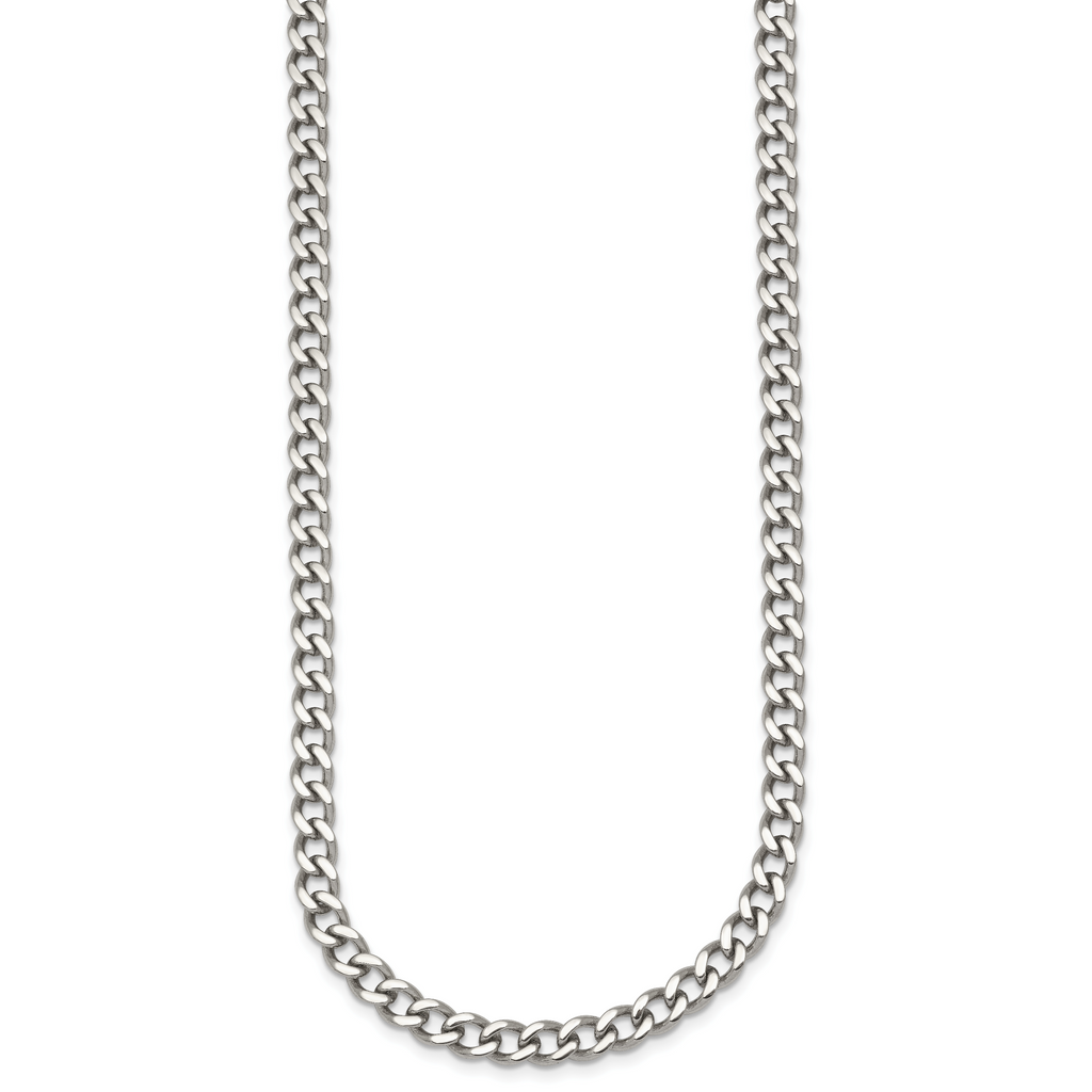 Polished Stainless Steel Curb Chain Necklace 5.25mm