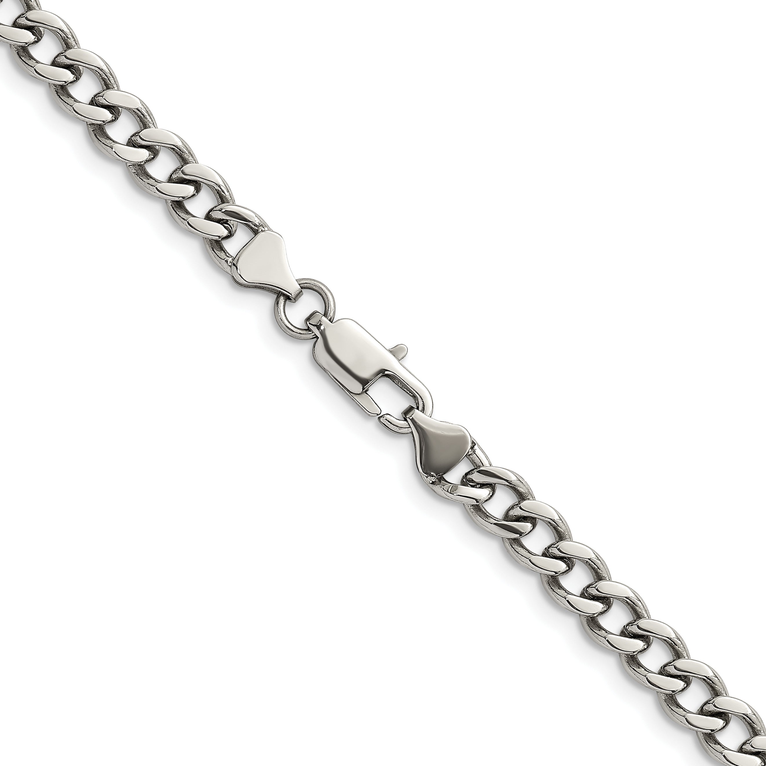 Polished Stainless Steel Curb Chain Necklace 5.25mm