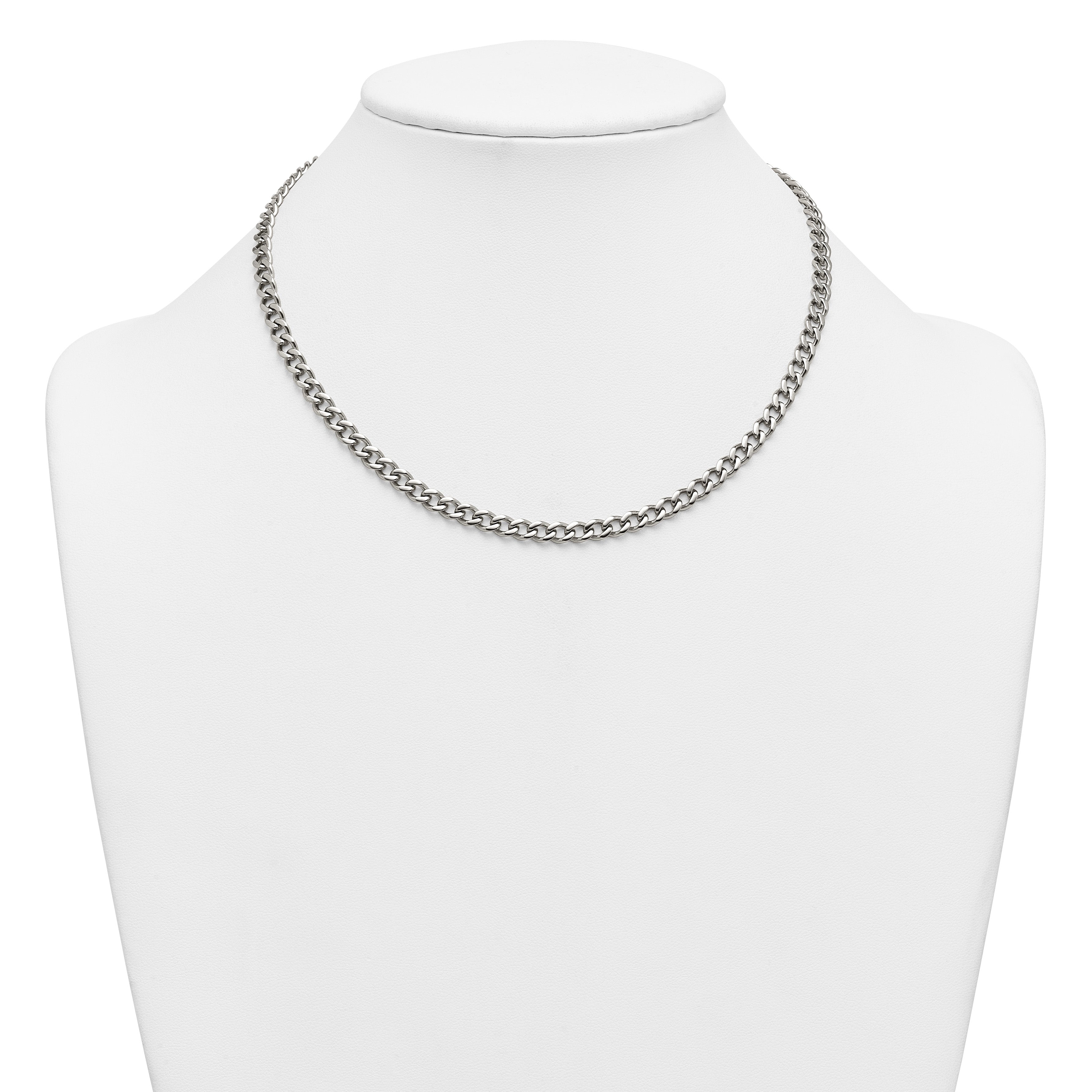 Polished Stainless Steel Curb Chain Necklace 5.25mm