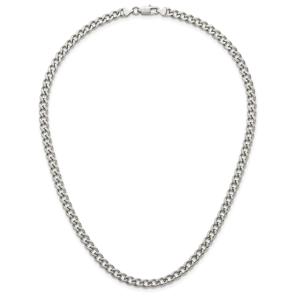 Polished Stainless Steel Curb Chain Necklace 5.25mm