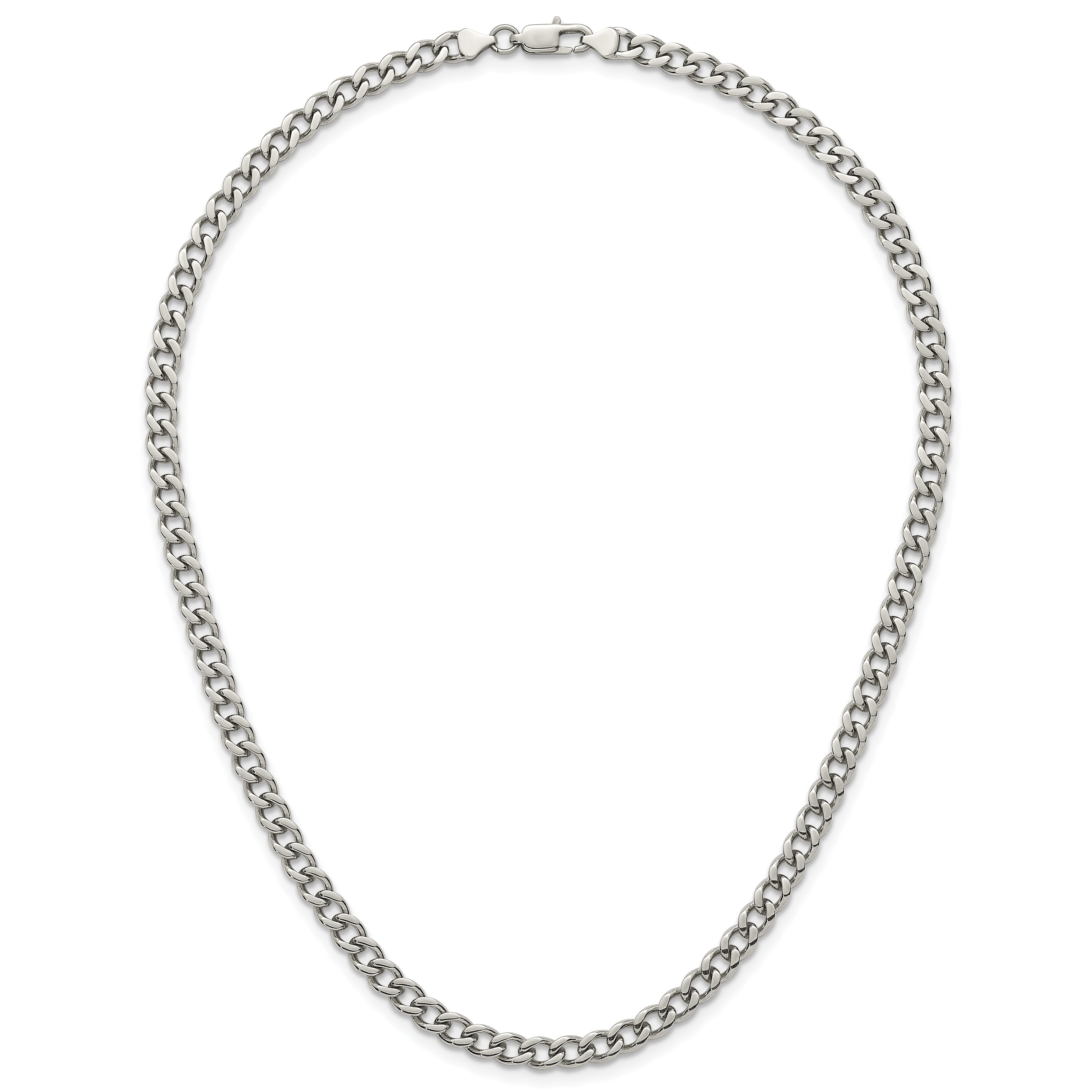 Polished Stainless Steel Curb Chain Necklace 5.25mm