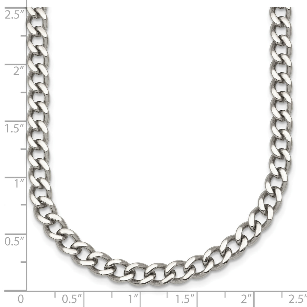 Polished Stainless Steel Curb Chain Necklace 5.25mm