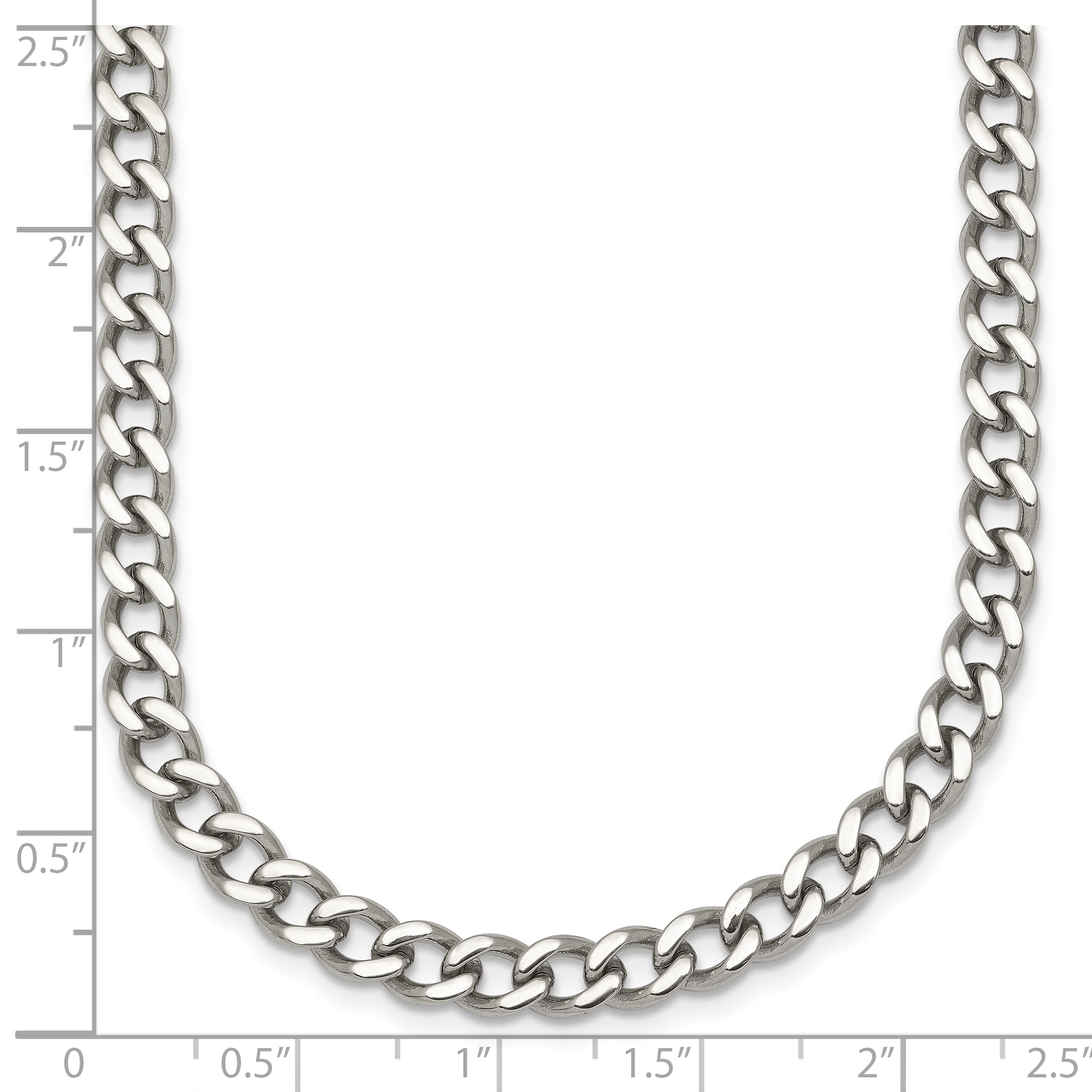 Polished Stainless Steel Curb Chain Necklace 5.25mm