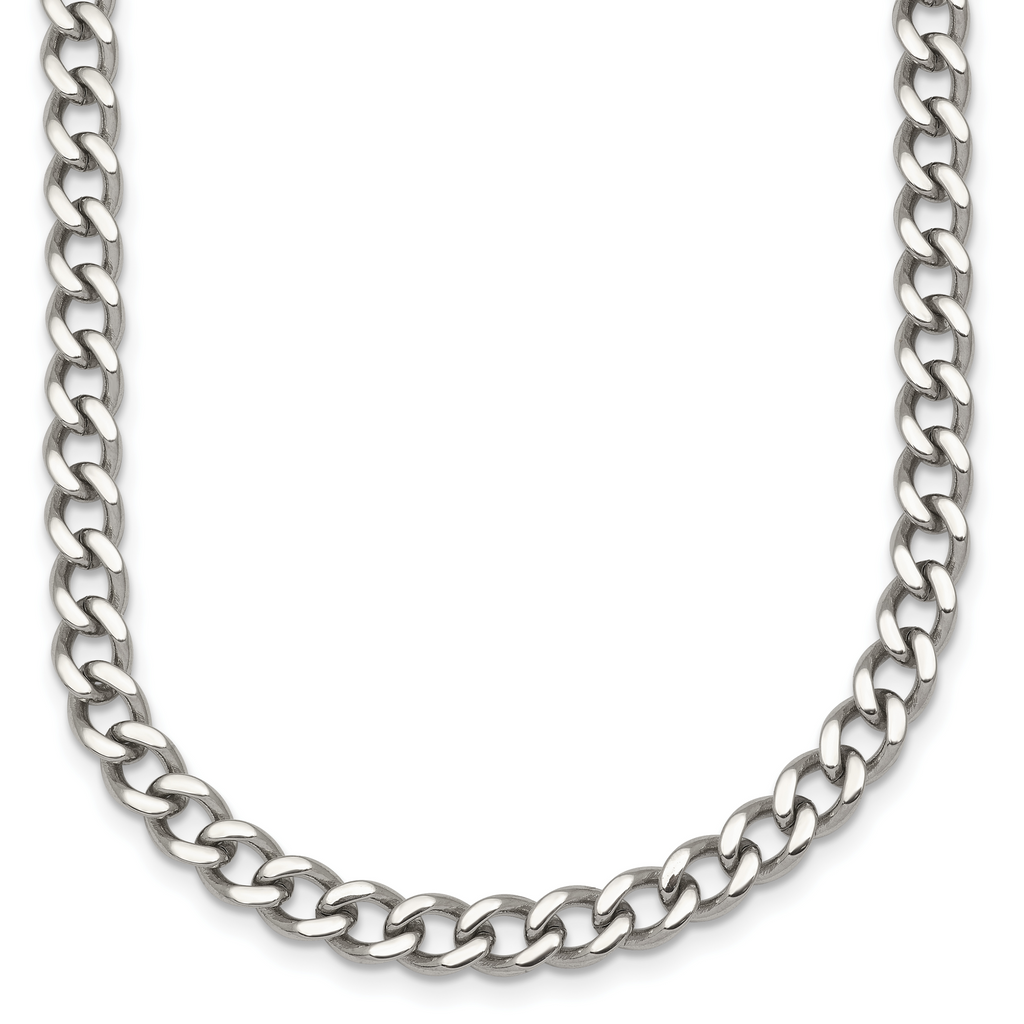 Polished Stainless Steel Curb Chain Necklace 5.25mm