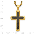 Gold-Tone Brushed and Polished Cross Stainless Steel Rolo Chain Necklace