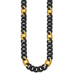 Brushed and Polished Gold-Tone Stainless Steel Cuban Chain Necklace 10.3mm