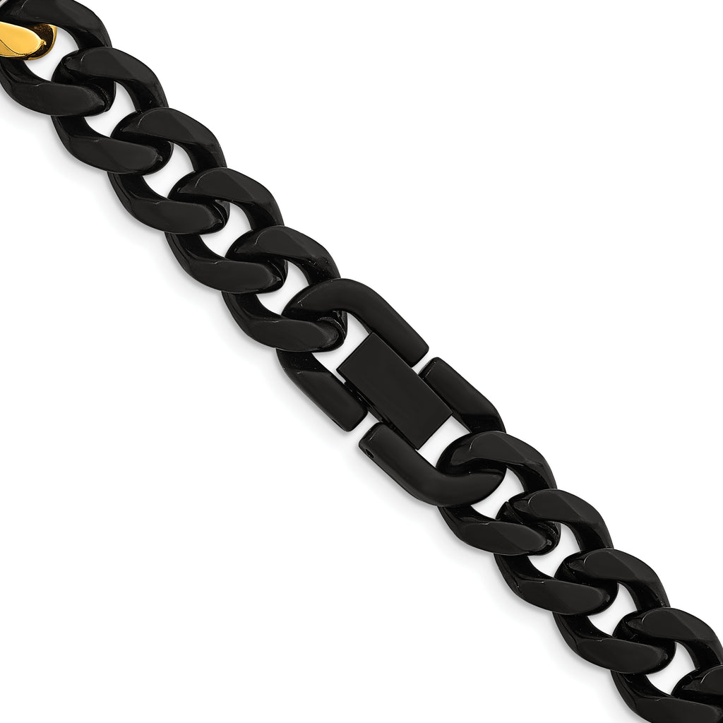 Brushed and Polished Gold-Tone Stainless Steel Cuban Chain Necklace 10.3mm