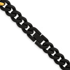 Brushed and Polished Gold-Tone Stainless Steel Cuban Chain Necklace 10.3mm