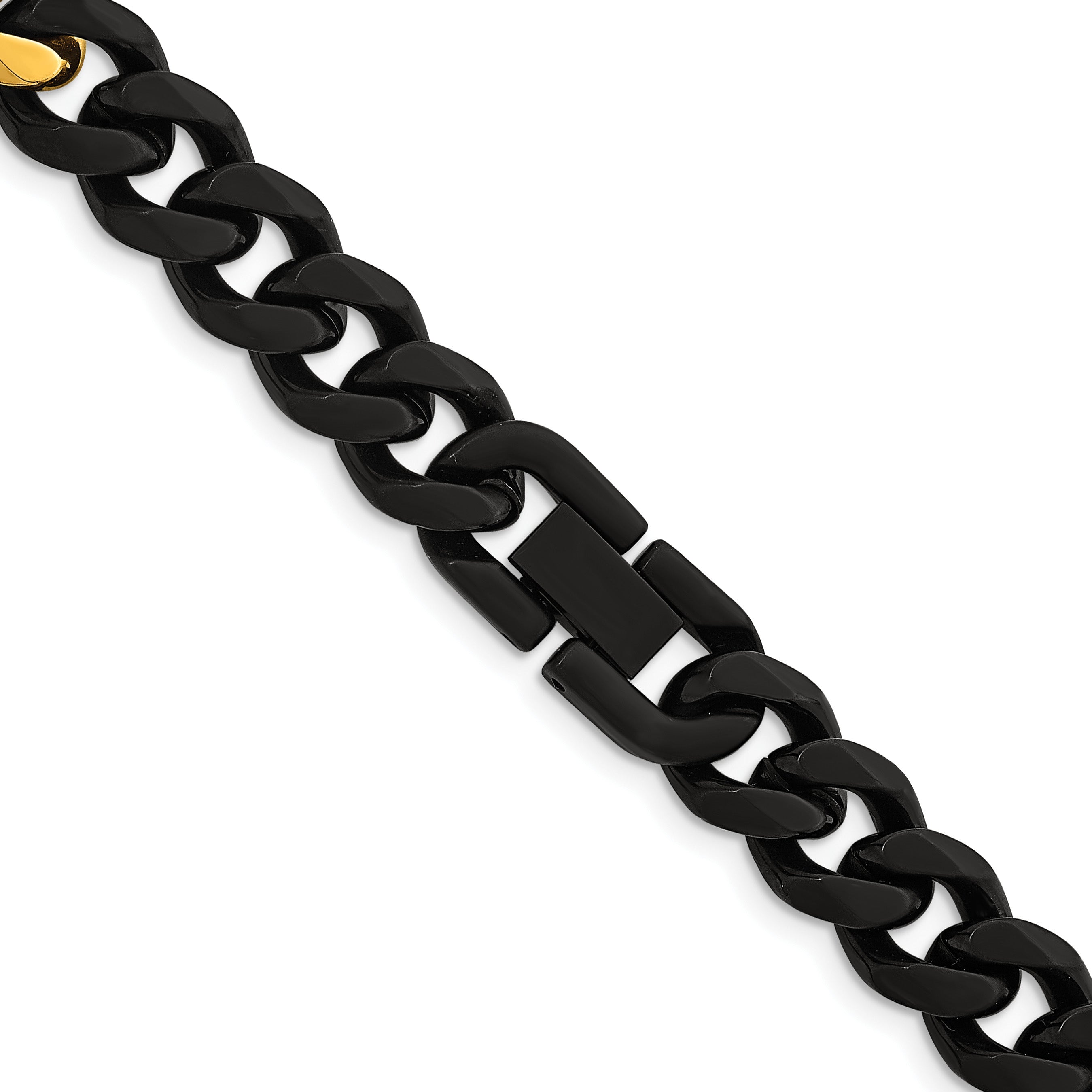 Brushed and Polished Gold-Tone Stainless Steel Cuban Chain Necklace 10.3mm