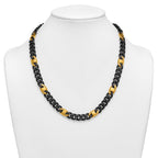 Brushed and Polished Gold-Tone Stainless Steel Cuban Chain Necklace 10.3mm