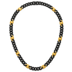 Brushed and Polished Gold-Tone Stainless Steel Cuban Chain Necklace 10.3mm