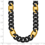 Brushed and Polished Gold-Tone Stainless Steel Cuban Chain Necklace 10.3mm