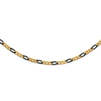 Polished Gold-Tone Stainless Steel Figaro Chain Necklace 9mm 24in