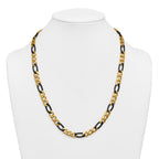 Polished Gold-Tone Stainless Steel Figaro Chain Necklace 9mm 24in