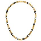 Polished Gold-Tone Stainless Steel Figaro Chain Necklace 9mm 24in