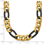 Polished Gold-Tone Stainless Steel Figaro Chain Necklace 9mm 24in