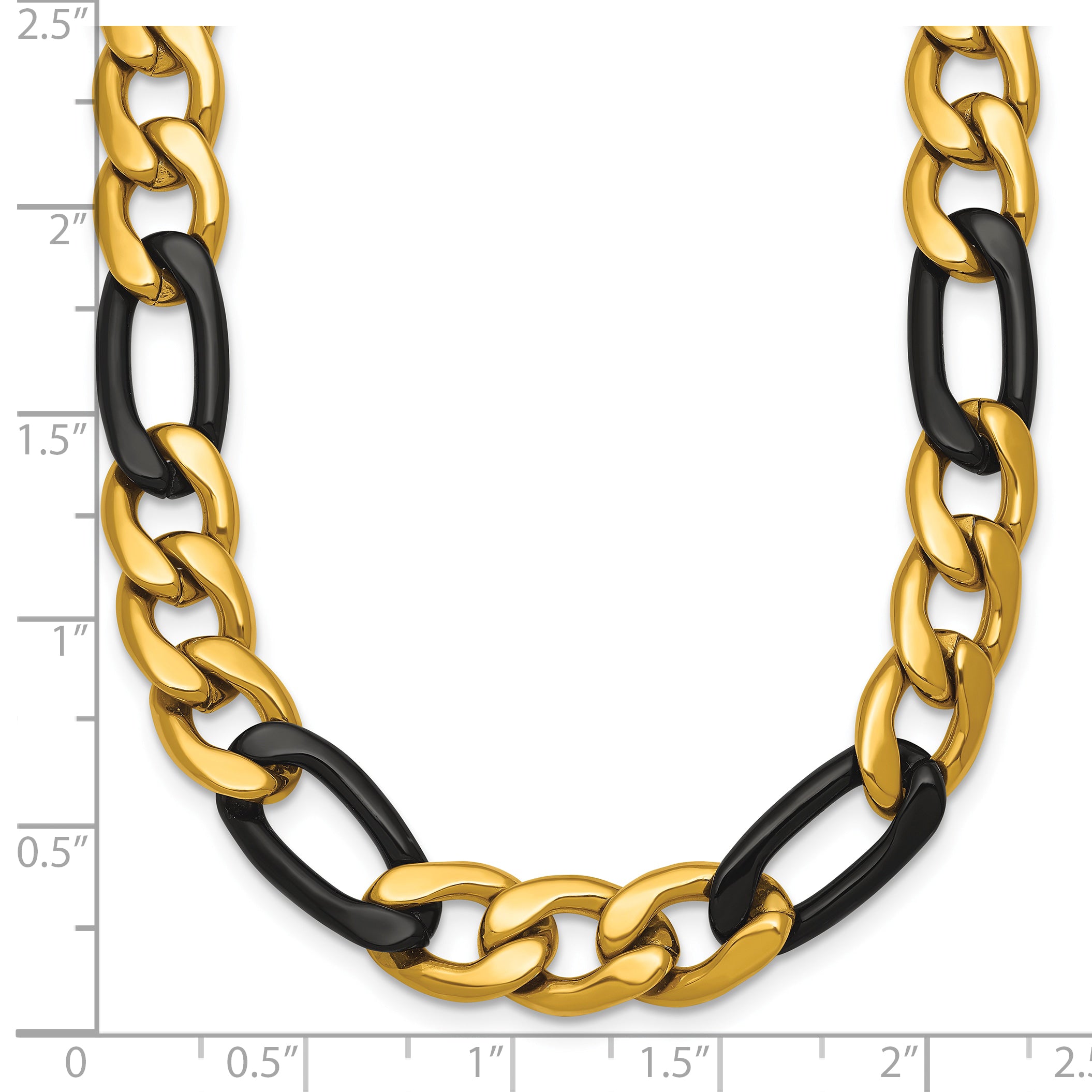 Polished Gold-Tone Stainless Steel Figaro Chain Necklace 9mm 24in