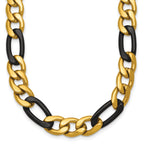 Polished Gold-Tone Stainless Steel Figaro Chain Necklace 9mm 24in
