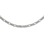 Polished Crystal Stainless Steel Figaro Chain Necklace 12mm