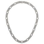 Polished Crystal Stainless Steel Figaro Chain Necklace 12mm
