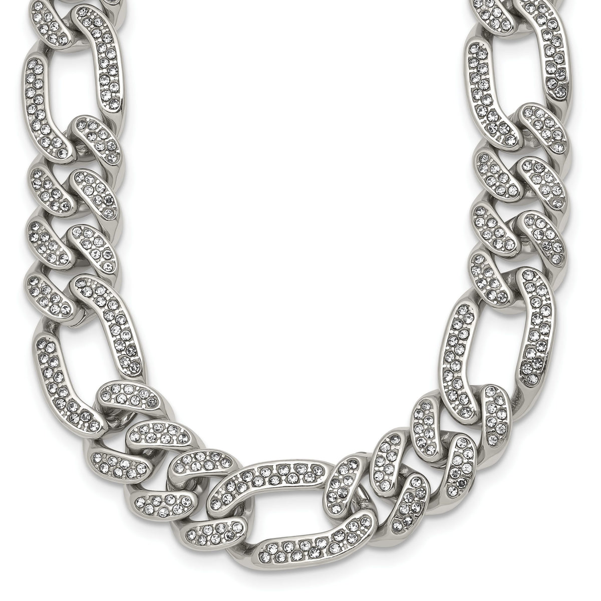 Chisel Figaro Chain Necklace in Stainless Steel, 12mm, 24 Inch - Sophia Jewelers Main image
