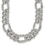 Polished Crystal Stainless Steel Figaro Chain Necklace 12mm