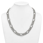 Polished Crystal Stainless Steel Figaro Chain Necklace 16mm