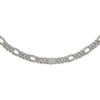 Polished Crystal Stainless Steel Figaro Chain Necklace 16mm