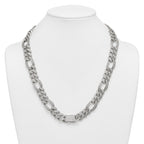 Polished Crystal Stainless Steel Figaro Chain Necklace 16mm