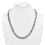 Polished Crystal Stainless Steel Curb Chain Necklace 11.5mm