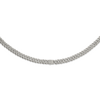 Polished Crystal Stainless Steel Curb Chain Necklace 11.5mm